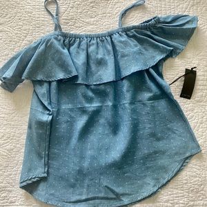 Off-the-shoulder polka dot top